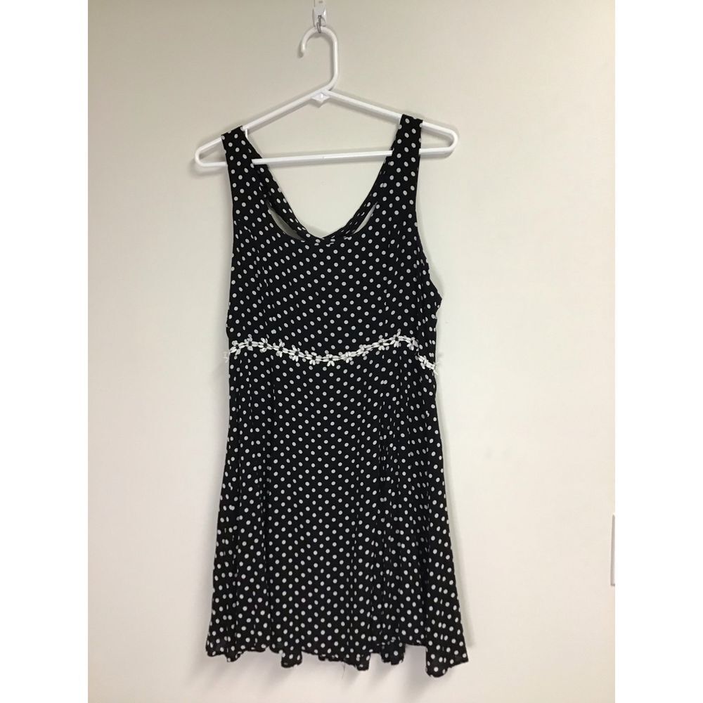 Mink‎ Pink Black White Polka Dot Sleeveless Dress Women's Size Large